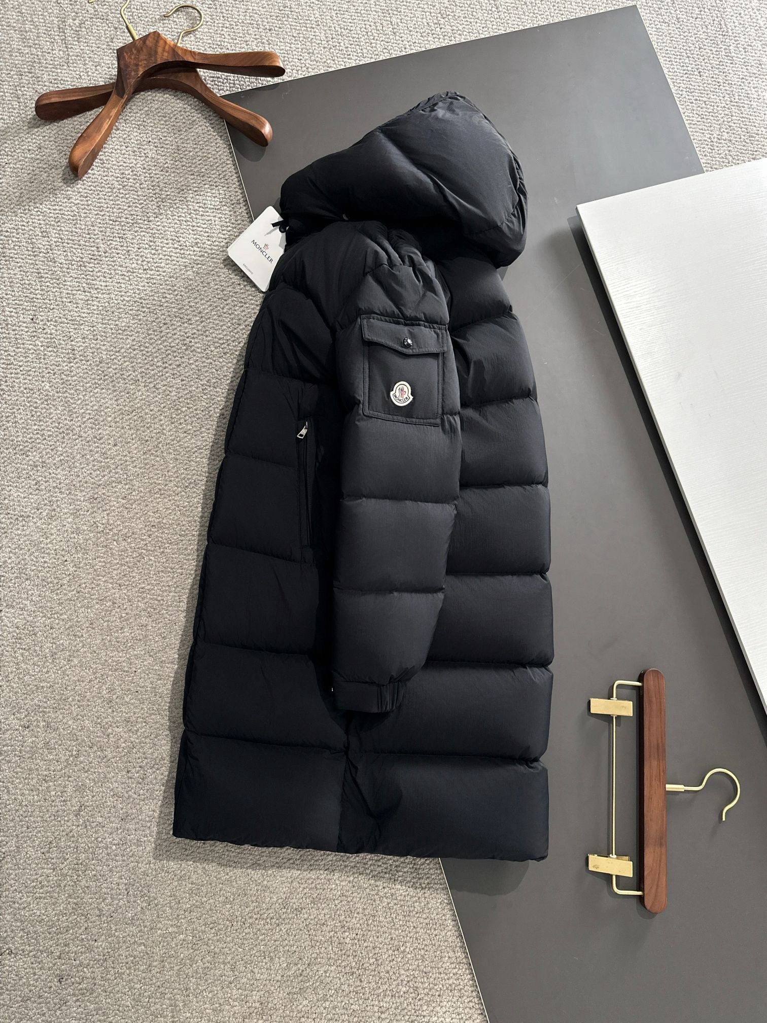 Moncler Maya Black Coat Long Style