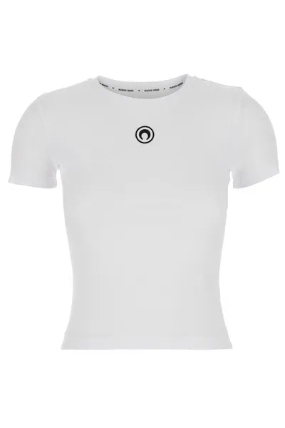 White Crescent Moon Embroidered Crewneck T-Shirt