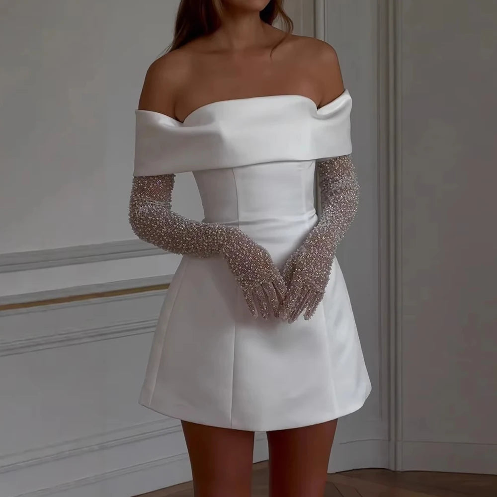 OFF-SHOULDER LAYERED MINI DRESS