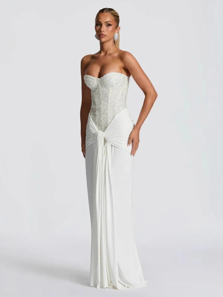 STRAPLESS SEQUIN MAXI DRESS