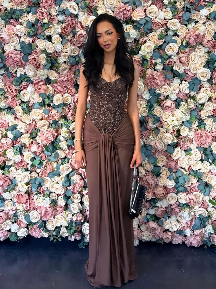 STRAPLESS SEQUIN MAXI DRESS